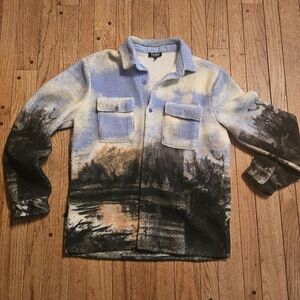 Sherpa Blue and Black Button-Up Jacket